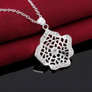 Fashion Hollow Flower Pendant with Cubic Zircon and Necklace - Glamorousky