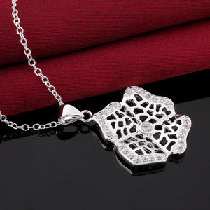 Fashion Hollow Flower Pendant with Cubic Zircon and Necklace - Glamorousky