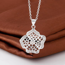Load image into Gallery viewer, Fashion Hollow Flower Pendant with Cubic Zircon and Necklace - Glamorousky