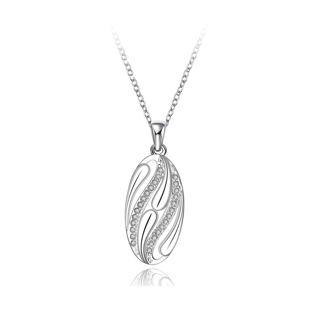 Elegant and Fashion Geometric Hollow Oval Pendant with Cubic Zircon and Necklace - Glamorousky