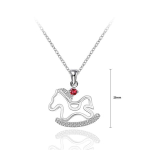 Fashion Cutout Trojan Pendant with Red Cubic Zircon and Necklace - Glamorousky