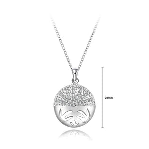 Fashion Elegant Geometric Round Pendant with Cubic Zircon and Necklace - Glamorousky
