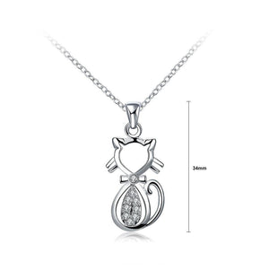 Simple and Cute Cat Pendant with Cubic Zircon and Necklace - Glamorousky