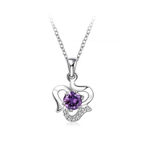Fashion Simple Geometric Pendant with Purple Cubic Zircon and Necklace - Glamorousky