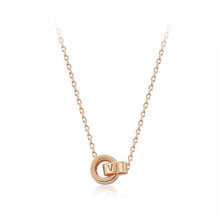 Load image into Gallery viewer, 925 Sterling Silver Plated Rose Gold Fashion Simple Roman Numeral Double Round Necklace - Glamorousky