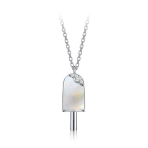 925 Sterling Silver  Creative Fashion Popsicle Pendant with Mother Of Pearl and Necklace - Glamorousky
