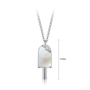 925 Sterling Silver  Creative Fashion Popsicle Pendant with Mother Of Pearl and Necklace - Glamorousky