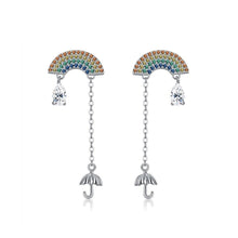 Load image into Gallery viewer, 925 Sterling Silver Fashion Rainbow Umbrella Tassel Colored Cubic Zircon Earrings - Glamorousky