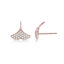 Load image into Gallery viewer, 925 Sterling Silver Plated Rose Gold Fashion Ginkgo Leaf Cubic Zircon Stud Earrings - Glamorousky