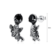Load image into Gallery viewer, 925 Sterling Silver Fashion Carp Black Cubic Zircon Earrings - Glamorousky