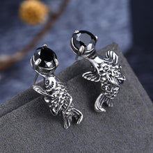 Load image into Gallery viewer, 925 Sterling Silver Fashion Carp Black Cubic Zircon Earrings - Glamorousky