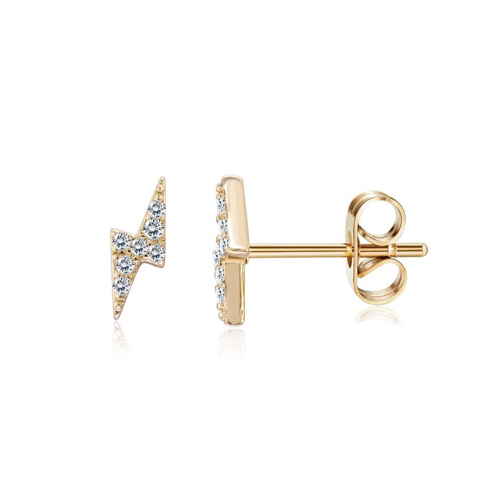 Fashion Simple Plated Gold Lightning Cubic Zircon Stud Earrings - Glamorousky