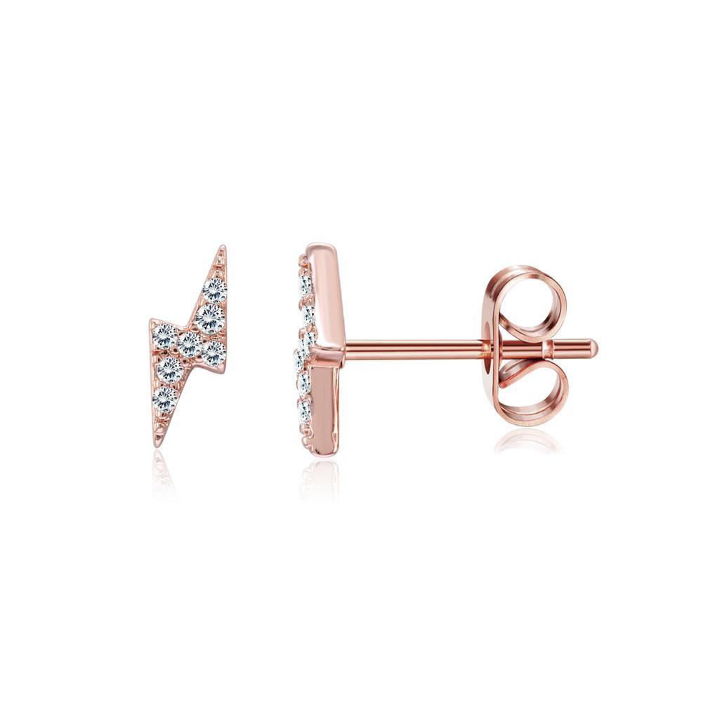 Fashion Simple Plated Rose Gold Lightning Cubic Zircon Stud Earrings - Glamorousky