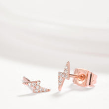 Load image into Gallery viewer, Fashion Simple Plated Rose Gold Lightning Cubic Zircon Stud Earrings - Glamorousky