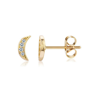 Fashion Simple Plated Gold Moon Cubic Zirconia Stud Earrings - Glamorousky