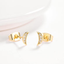 Load image into Gallery viewer, Fashion Simple Plated Gold Moon Cubic Zirconia Stud Earrings - Glamorousky