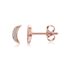 Load image into Gallery viewer, Fashion Simple Plated Rose Gold Moon Cubic Zirconia Stud Earrings - Glamorousky