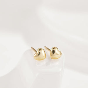 Simple Romantic Plated Gold Heart Stud Earrings - Glamorousky