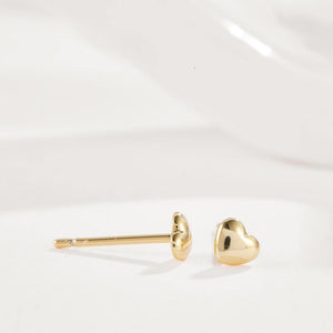 Simple Romantic Plated Gold Heart Stud Earrings - Glamorousky