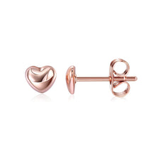Load image into Gallery viewer, Simple Romantic Plated Rose Gold Heart Stud Earrings - Glamorousky