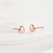 Load image into Gallery viewer, Simple Romantic Plated Rose Gold Heart Stud Earrings - Glamorousky