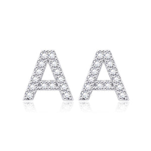 Simple Bright Letter A Cubic Zircon Stud Earrings - Glamorousky