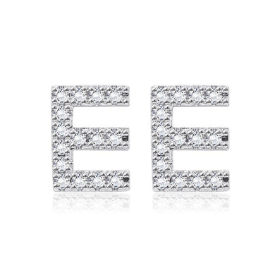 Simple and Fashion Letter E Cubic Zircon Stud Earrings - Glamorousky