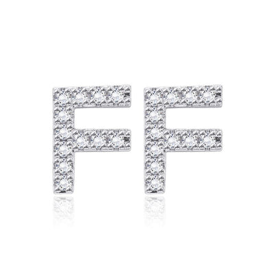 Simple Fashion Letter F Cubic Zircon Stud Earrings - Glamorousky