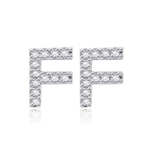 Simple Fashion Letter F Cubic Zircon Stud Earrings - Glamorousky