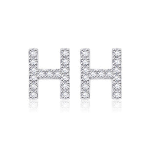Simple and Fashion Letter H Cubic Zircon Stud Earrings - Glamorousky