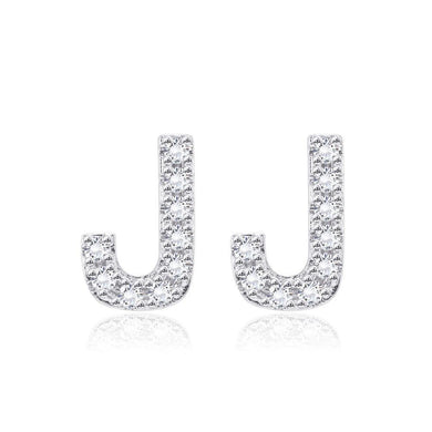 Simple and Fashion Letter J Cubic Zircon Stud Earrings - Glamorousky