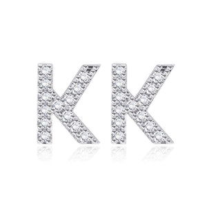 Simple Fashion Letter K Cubic Zirconia Stud Earrings - Glamorousky