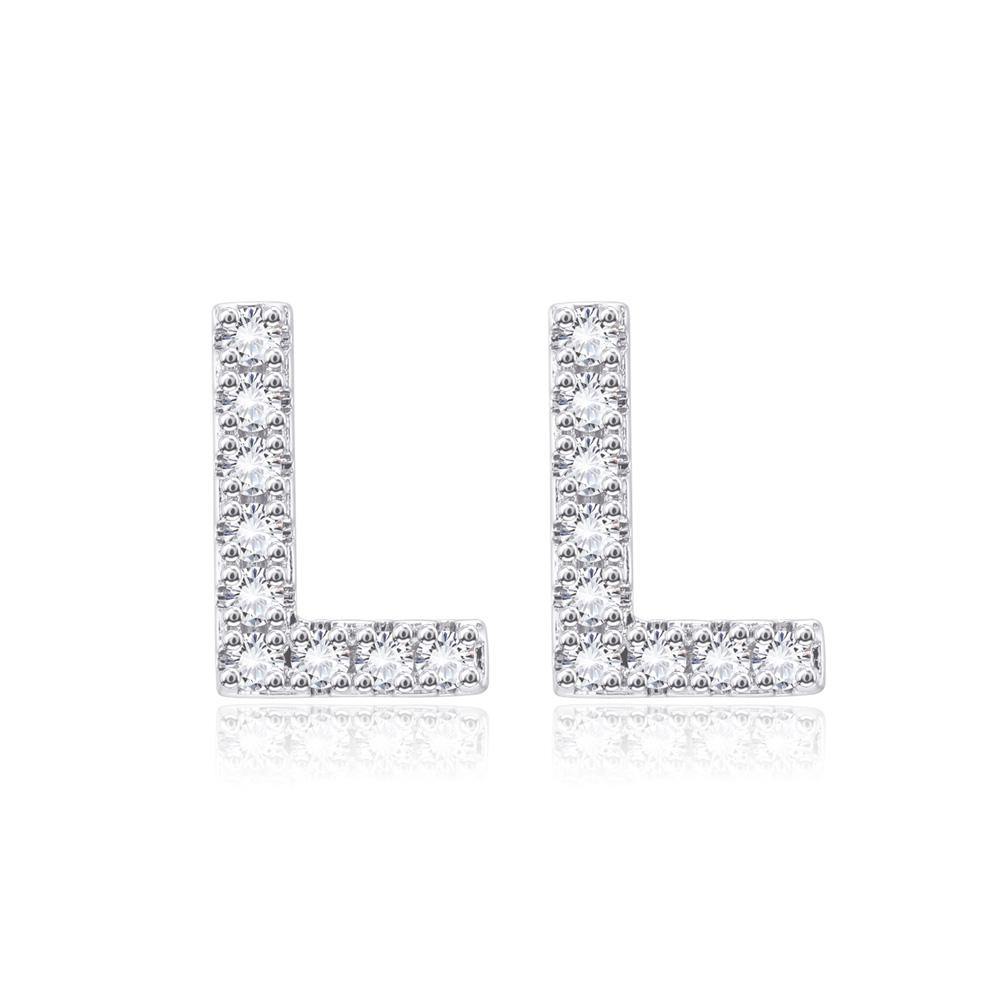 Simple Fashion Letter L Cubic Zircon Stud Earrings - Glamorousky