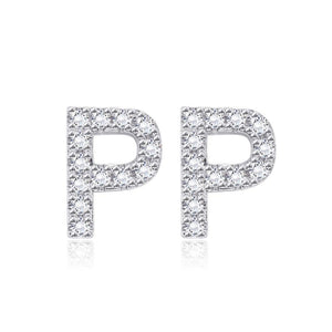 Simple and Fashion Letter P Cubic Zircon Stud Earrings - Glamorousky