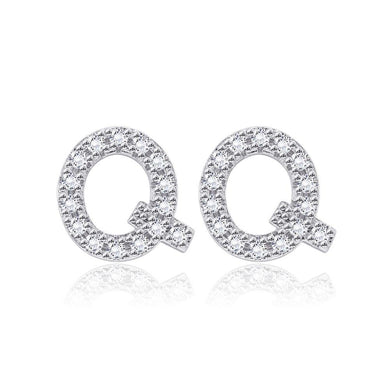 Simple and Fashion Letter Q Cubic Zircon Stud Earrings - Glamorousky