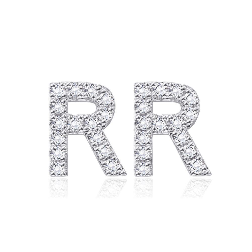Simple and Fashion Letter R Cubic Zircon Stud Earrings - Glamorousky