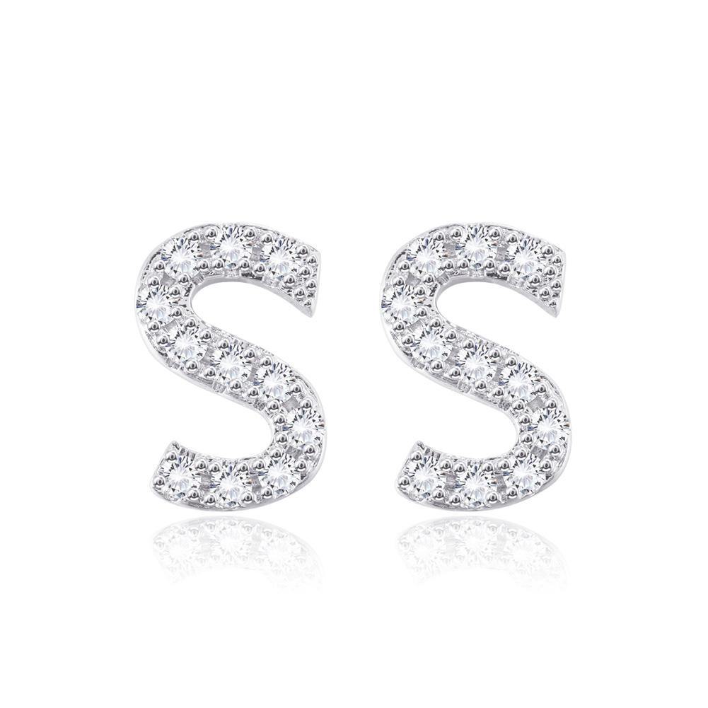 Simple and Fashion Letter S Cubic Zircon Stud Earrings - Glamorousky