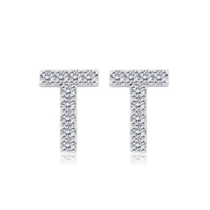 Simple and Fashion Letter T Cubic Zircon Stud Earrings - Glamorousky