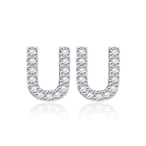 Simple and Fashion Letter U Cubic Zircon Stud Earrings - Glamorousky