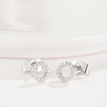 Load image into Gallery viewer, Simple Geometric Hollow Round Cubic Zircon Stud Earrings - Glamorousky