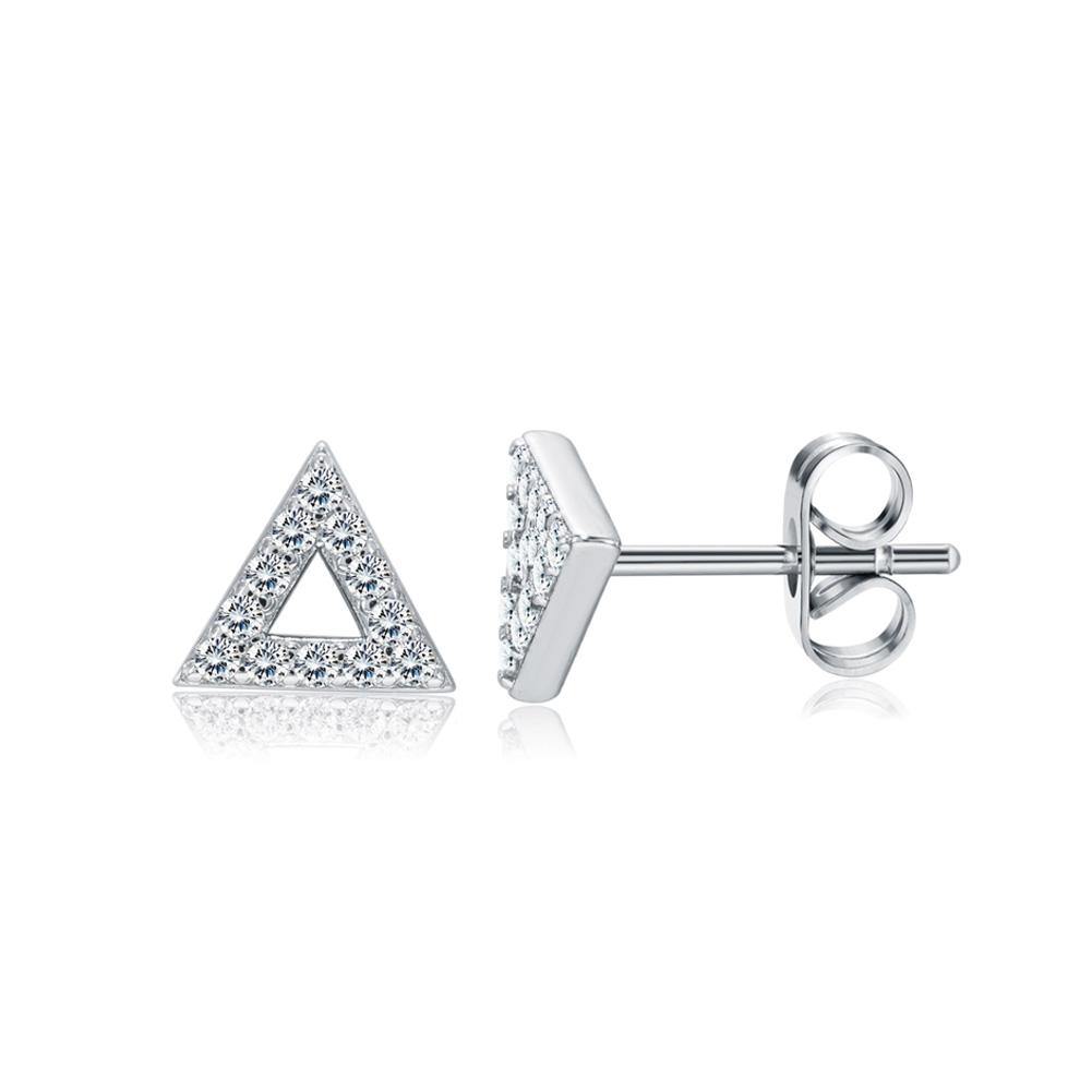 Simple Geometric Triangle Cubic Zircon Stud Earrings - Glamorousky