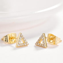 Load image into Gallery viewer, Simple Plated Gold Geometric Triangle Cubic Zircon Stud Earrings - Glamorousky
