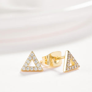 Simple Plated Gold Geometric Triangle Cubic Zircon Stud Earrings - Glamorousky