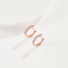 Load image into Gallery viewer, Fashion Simple Plated Rose Gold Geometric Circle Cubic Zircon Stud Earrings - Glamorousky