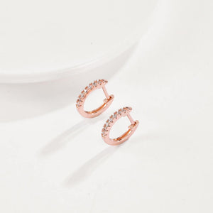 Fashion Simple Plated Rose Gold Geometric Circle Cubic Zircon Stud Earrings - Glamorousky