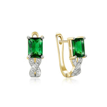 Load image into Gallery viewer, Elegant Plated Gold Geometric Earrings with Green Cubic Zircon - Glamorousky