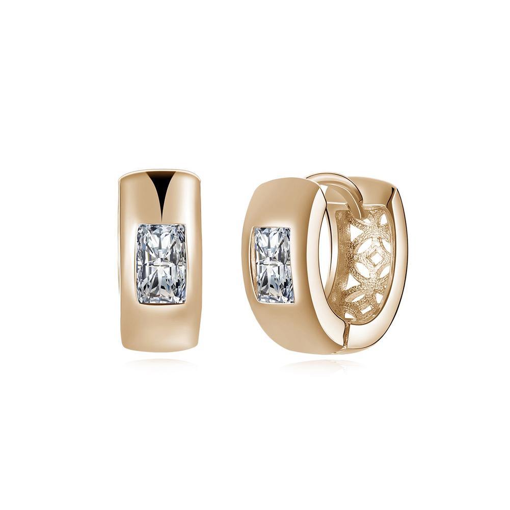 Fashion Elegant Plated Champagne Gold Geometric Cubic Zircon Earrings - Glamorousky