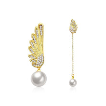 Load image into Gallery viewer, Fashion and Elegant Plated Gold Wing Pearl Earrings with Cubic Zircon - Glamorousky