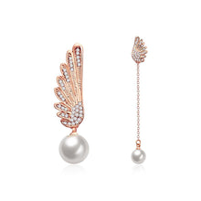 Load image into Gallery viewer, Fashion Elegant Plated Rose Gold Wing Pearl Earrings with Cubic Zircon - Glamorousky