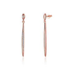 Load image into Gallery viewer, Simple Fashion Plated Rose Gold Geometric Lines Cubic Zircon Earrings - Glamorousky